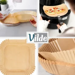 Fettfritt pappersinlägg till airfryer, fyrkantigt, 19x19 cm, 200 st.