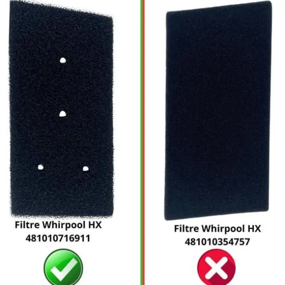 Filter - Whirlpool - 481010716911 - Pack of 2 - Compatible with Tumble Dryer - Black