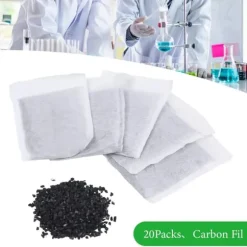 Filterpåsar med aktivt kol 20-pack, för luft- och vattendestillator/renare, avlägsnar klor, kolloider och tungmetaller, vit
