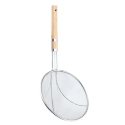 Finmaskigt sil Mångsidigt trähandtag i rostfritt stål Robust oljeskimmersked för hemköket