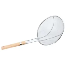 Finmaskigt sil Mångsidigt trähandtag i rostfritt stål Robust oljeskimmersked för hemköket