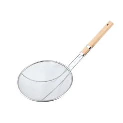 Finmaskigt sil Mångsidigt trähandtag i rostfritt stål Robust oljeskimmersked för hemköket