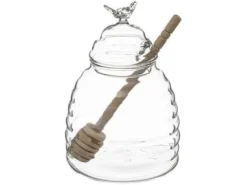 5five Glasburk för förvaring av honung, stor köksbehållare + specialsked - höjd 14 cm, SECRET de GOURMET
