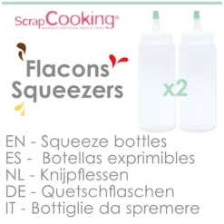 Flaskor med hällpip - SCRAPCOOKING - 75 ml - Flekiga - Exakta för såser - 2 stycken