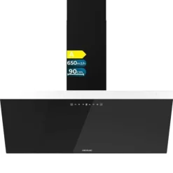 Fläkt Aspirante - CECOTEC - Bolero Flux DT 906500 - Svart Glas - 90 cm - 650 m3/h