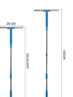 Fönsterskrapa med teleskophandtag (120 cm), fönsterputsare med silikonskrapa och mikrofiberborste, rengöringssats