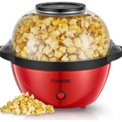 FOHERE 3,5 L Elektrisk Tyst Popcornmaskin med Non-stick Beläggning