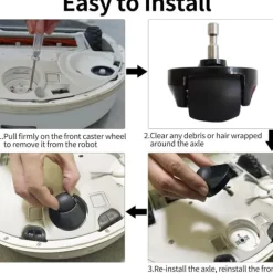 Framhjul Kompatibelt med Roborock S6/S5 Max/E4-serien Dammsugare, Förbättrad Navigering