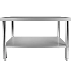 Förberedningsbord i rostfritt stål, 48x24x34 tum, 550 lbs kapacitet, tungt metallbord med justerbar hylla för kök och garage.