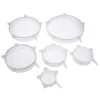 färg 6st vit 6 universella silikonlock för mikrovågsugn, utdragbara, tillbehör
