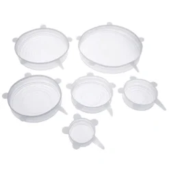 färg 6st vit 6 universella silikonlock för mikrovågsugn, utdragbara, tillbehör