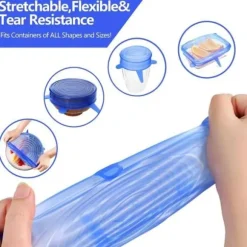 färg 6st vit 6 universella silikonlock för mikrovågsugn, utdragbara, tillbehör