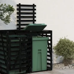 Förlängning till skjul för sopkärl svart massiv furu