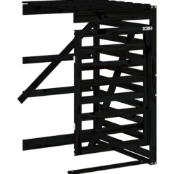 Förlängning till skjul för sopkärl svart massiv furu