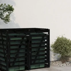 Förlängning till skjul för sopkärl svart massiv furu