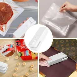 Förslutningsmaskin, bärbar mini-matpåseförslutare, 2-i-1 värmeförseglingsskärare, med USB-laddning, skyddar mat