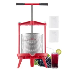 Frukt Vinpress Manuell, Vinframställningspress 3,69 Gal/14L, Rostfritt Stål