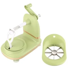 Fruktskalare med multifunktionshandvevskärare - Äppelskalare i rostfritt stål för kök (ljusgrön)