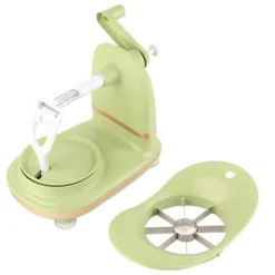 Fruktskalare med multifunktionshandvevskärare - Äppelskalare i rostfritt stål för kök (ljusgrön)