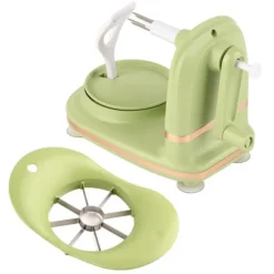 Fruktskalare med multifunktionshandvevskärare - Äppelskalare i rostfritt stål för kök (ljusgrön)