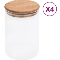 Förvaringsburkar i glas med bambulock 4 st 800 ml