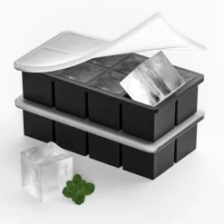 Fyrkantig isbitslåda i silikon med lock - Enkel urtagning av isbitar för whisky 8-grid