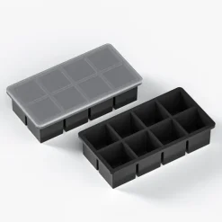 Fyrkantig isbitslåda i silikon med lock - Enkel urtagning av isbitar för whisky 8-grid