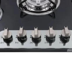 Gashäll - Inbyggnad/Bänkskiva - 5 Brännare - Härdat Glas - Gjutjärnsgaller - Elektronisk Tändning - Gasol/Naturgas