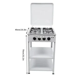 Gaskök, 4 brännare, hög effektivitet,4 Brännare Vit