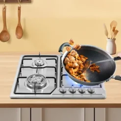 Gaskök, 4 brännare, inbyggd design, 58 x 50 cm dimensioner, rostfritt stålmaterial, naturgas typ