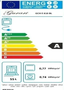 Gaskök - GURARI - GCH E 610 BL - Elektrisk ugn 60 L - Kolfilterfläkt 1000m³/h - Svart