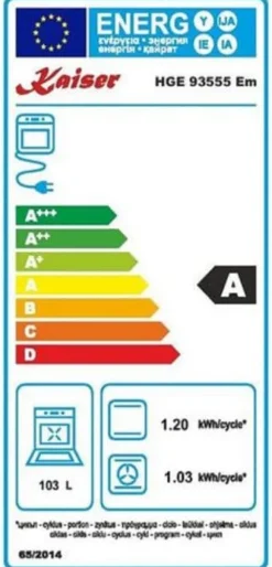 Gaskök - Kaiser - HGE 93555 - 90 cm - Ugn 115L - 5 gasplattor