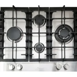 Gaskokplatta - Inox - 60cm - 4 brännare - Turbo brännare 3,8kW - Ergonomisk