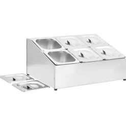 Gastronorm Beholder - vidaXL - GN 1/6 - Rostfritt Stål - 6 Kistor - Lock Ingår