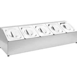 Gastronormbehållare med 5 GN 1/6 kastrull rostfritt stål