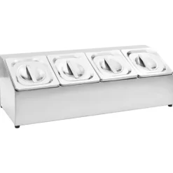 Gastronormbehållare med 4 GN 1/6 kastrull rostfritt stål