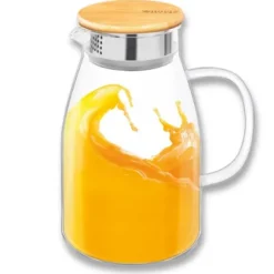 Glaskanna för drycker med bambulock Wilmax 1,9L