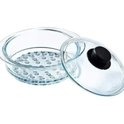 Glaslock - PYREX - CLASSIC - 20 cm - Transparent - Svart bakelitknapp