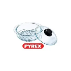 Glaslock - PYREX - CLASSIC - 20 cm - Transparent - Svart bakelitknapp