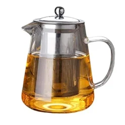 Glastekanna med avtagbart filter i rostfritt stål Tebryggare Blommande och lösa teblad