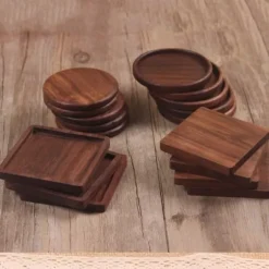 Glasunderlägg, Mörkt Trä - Rund - Nr. 1