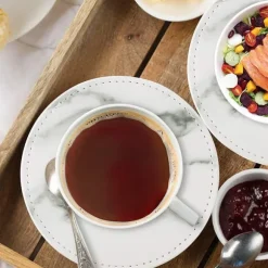 Glasunderlägg 6-pack PU-läder Marmor Vit