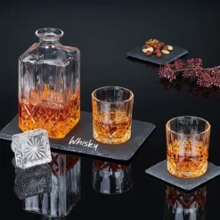 Glasunderlägg set, 10x10x1 cm, Antracit