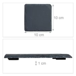 Glasunderlägg set, 10x10x1 cm, Antracit