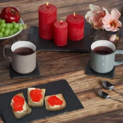 Glasunderlägg set, 10x10x1 cm, Antracit