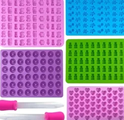 Godisformar - 5 delar gör-det-själv-formar med 2 pipetter - Silikonform för godis, gelé, choklad
