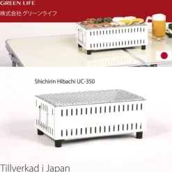 Green Life UC-350S Japansk Bordsgrill Yakitori Grill Kolgrill Shichirin Hibachi Vit - Tillverkad i Japan