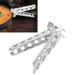 greppklämmor för varm gryta/skål/aluminiumlegering, skållningsskyddande tång, bärbar kokkärlshållare, camping, silver