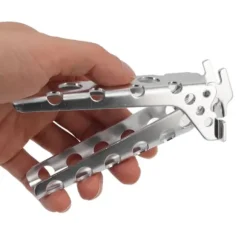 greppklämmor för varm gryta/skål/aluminiumlegering, skållningsskyddande tång, bärbar kokkärlshållare, camping, silver