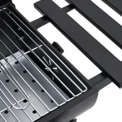 Grilltunna med hjul och bord svart stål 115x85x95 cm - Kolgrill - Kolgrillar - Home & Living